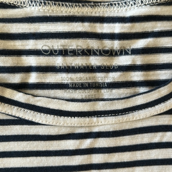 Outerknown Saltwater Slub T-Shirt Large Navy White Stripe NWT Organic Cotton - Picture 4 of 6